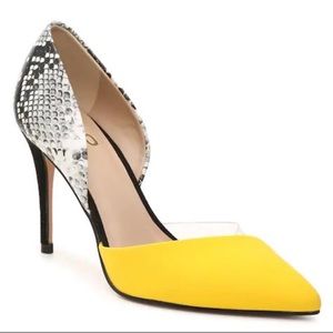 Mix No. 6 Bright Yellow and Snakeskin High Heel Pumps SZ 8
